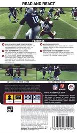 Box back cover for Madden Nfl 08 on the Sony PSP.
