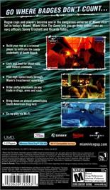 Box back cover for Miami Vice - The Game on the Sony PSP.