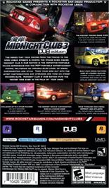 Box back cover for Midnight Club 3 - Dub Edition on the Sony PSP.