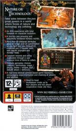 Box back cover for Silverfall on the Sony PSP.