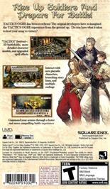 Box back cover for Tactics Ogre - Let Us Cling Together on the Sony PSP.
