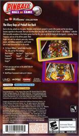 Box back cover for Williams Pinball Classics on the Sony PSP.