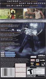 Box back cover for X-men Origins - Wolverine on the Sony PSP.