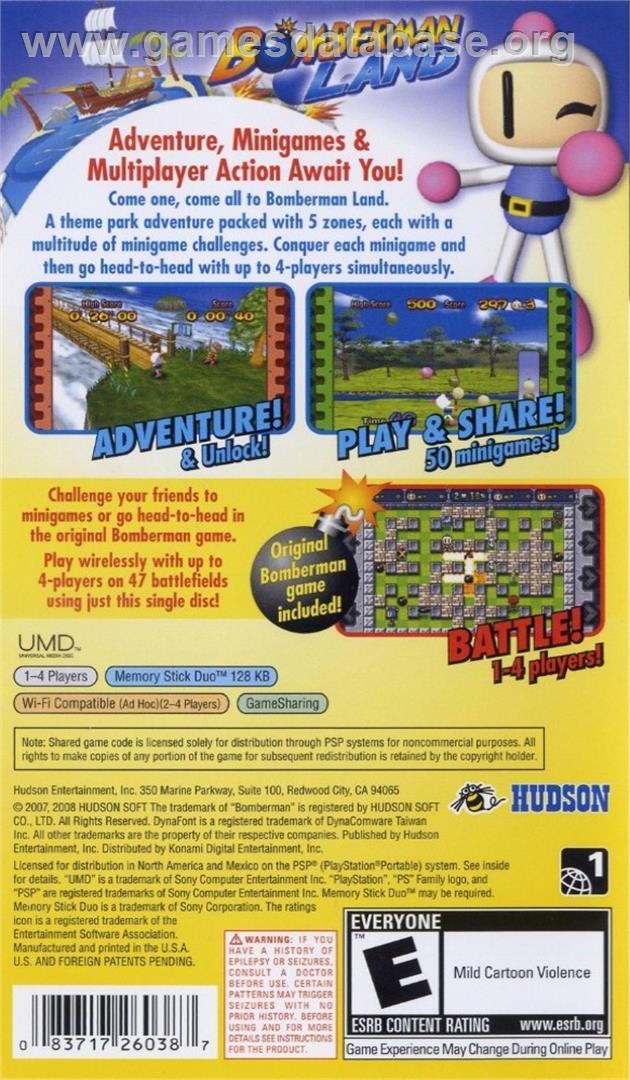 Bomberman Land - Sony PSP - Artwork - Box Back