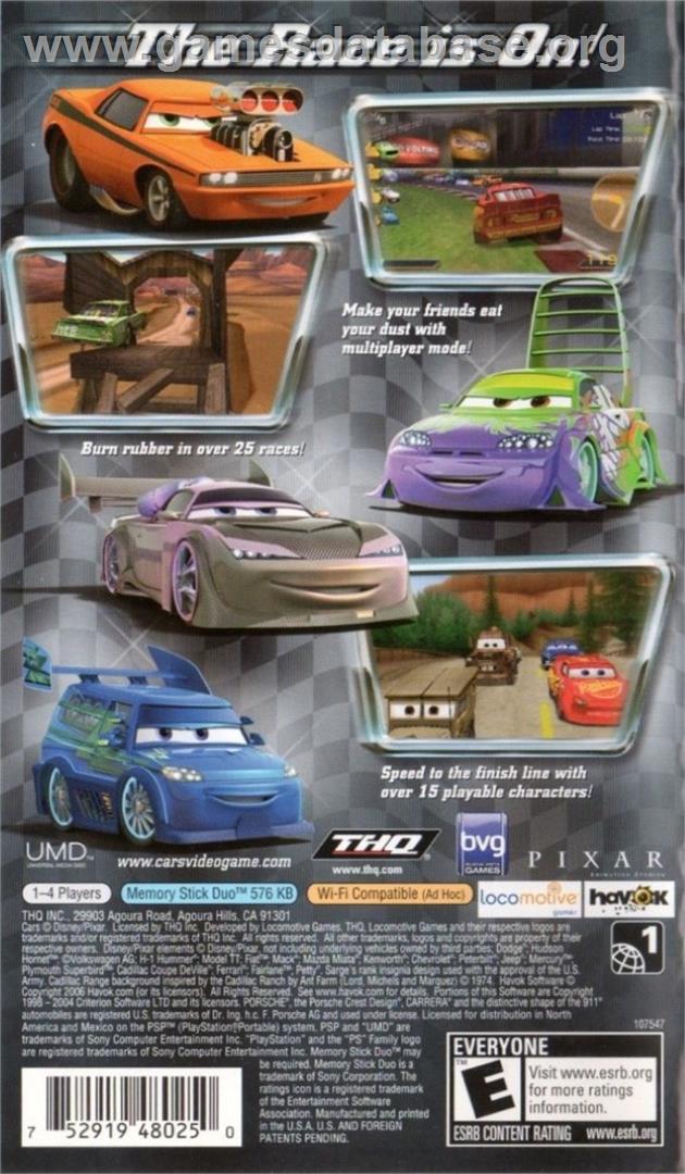 Cars 2 - Sony PSP - Artwork - Box Back