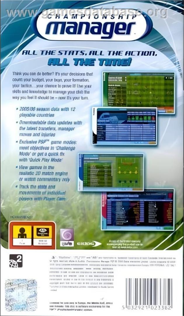 Championship Manager - Sony PSP - Artwork - Box Back