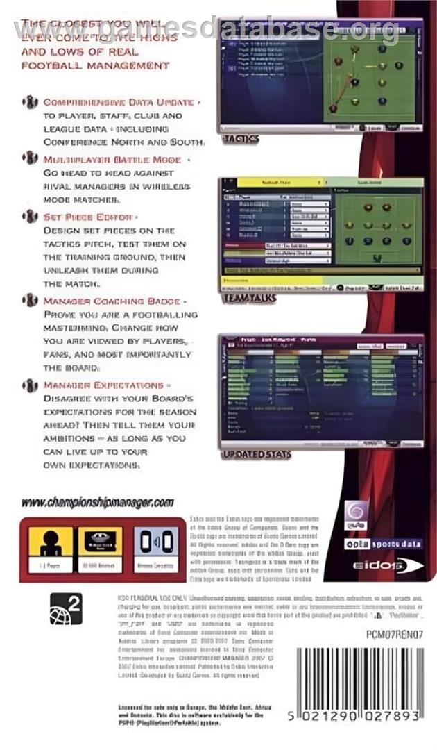 Championship Manager 2007 - Sony PSP - Artwork - Box Back