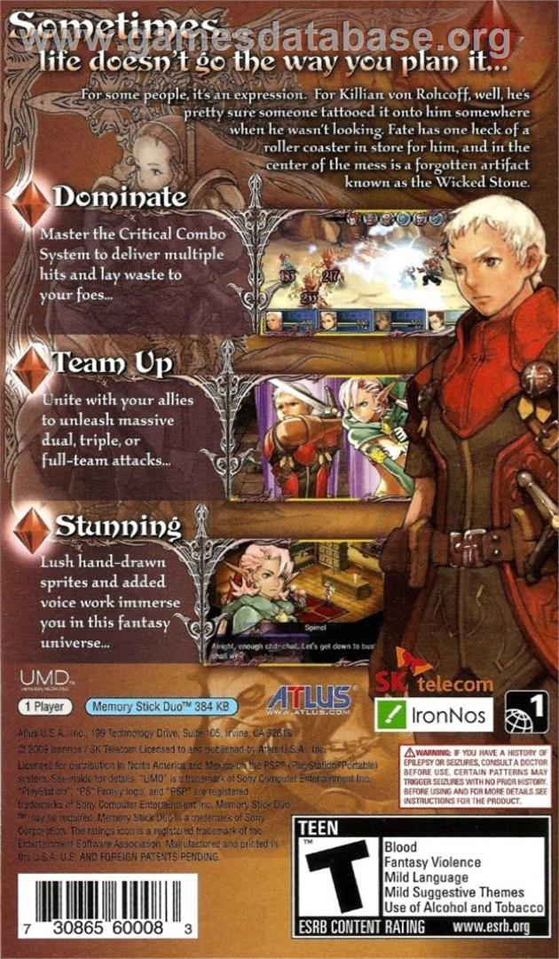 Crimson Gem Saga - Sony PSP - Artwork - Box Back