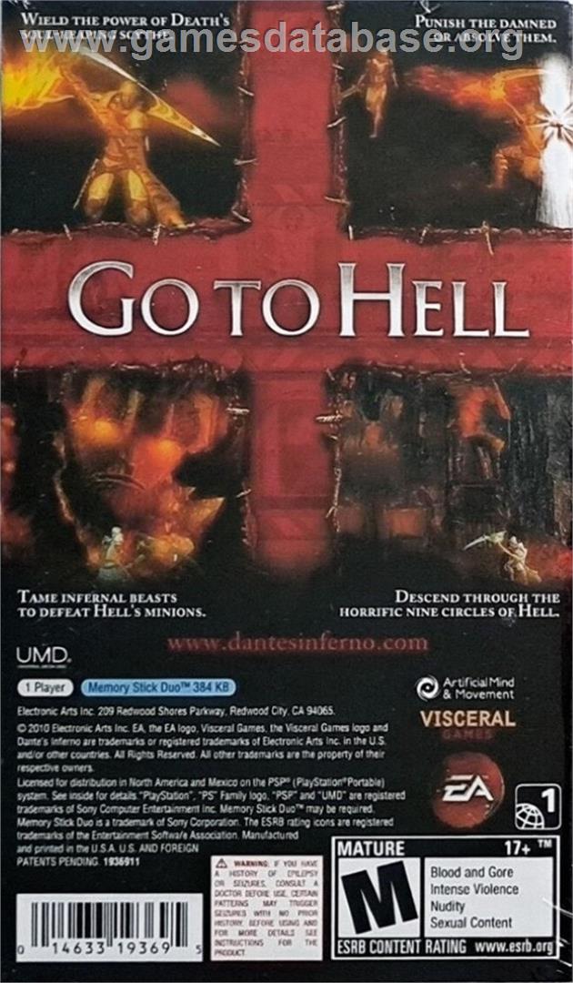 Dante's Inferno - Sony PSP - Artwork - Box Back