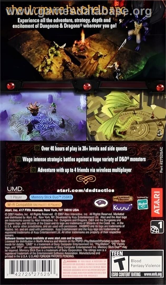 Dungeons And Dragons - Tactics - Sony PSP - Artwork - Box Back