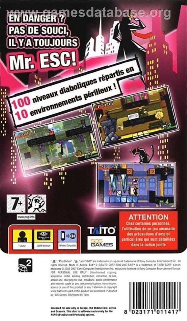 Exit 2 - Sony PSP - Artwork - Box Back