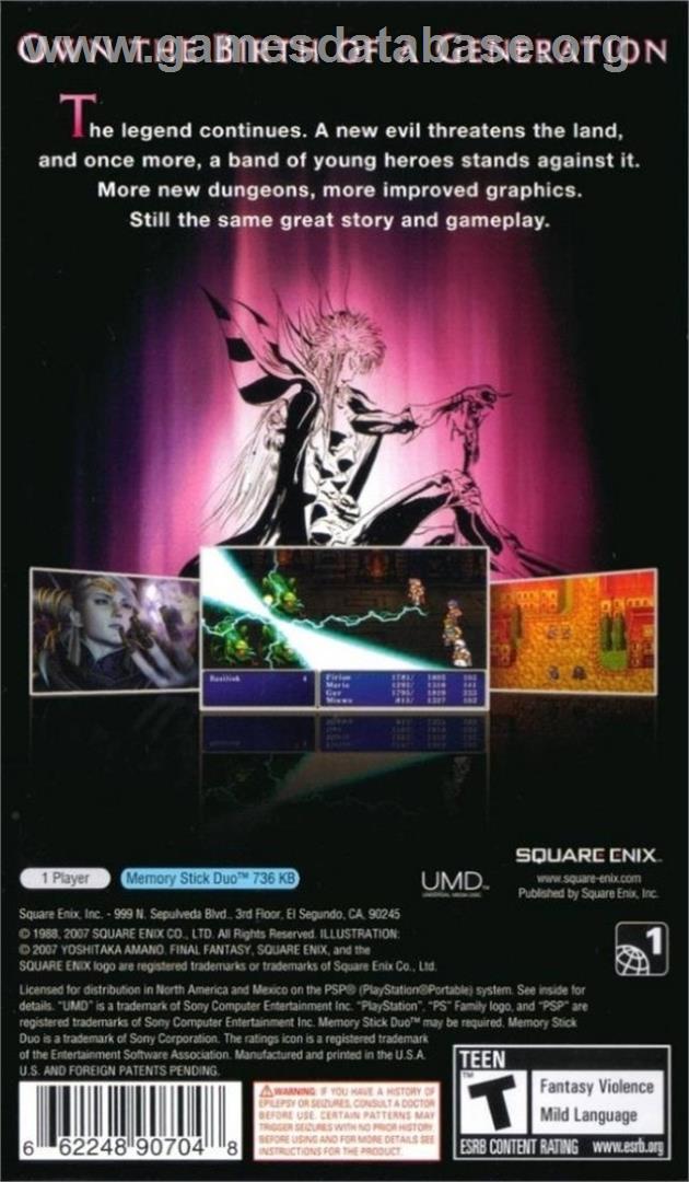 Final Fantasy 2 - Sony PSP - Artwork - Box Back