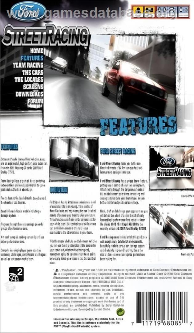 Ford Street Racing - La Duel - Sony PSP - Artwork - Box Back