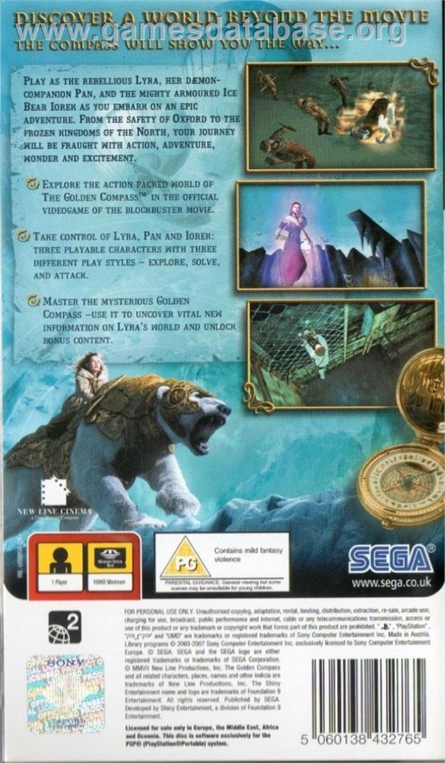 Golden Compass, The - Sony PSP - Artwork - Box Back