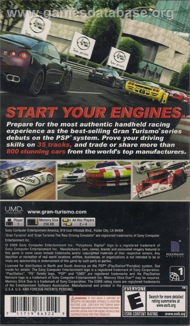 Gran Turismo - Sony PSP - Artwork - Box Back