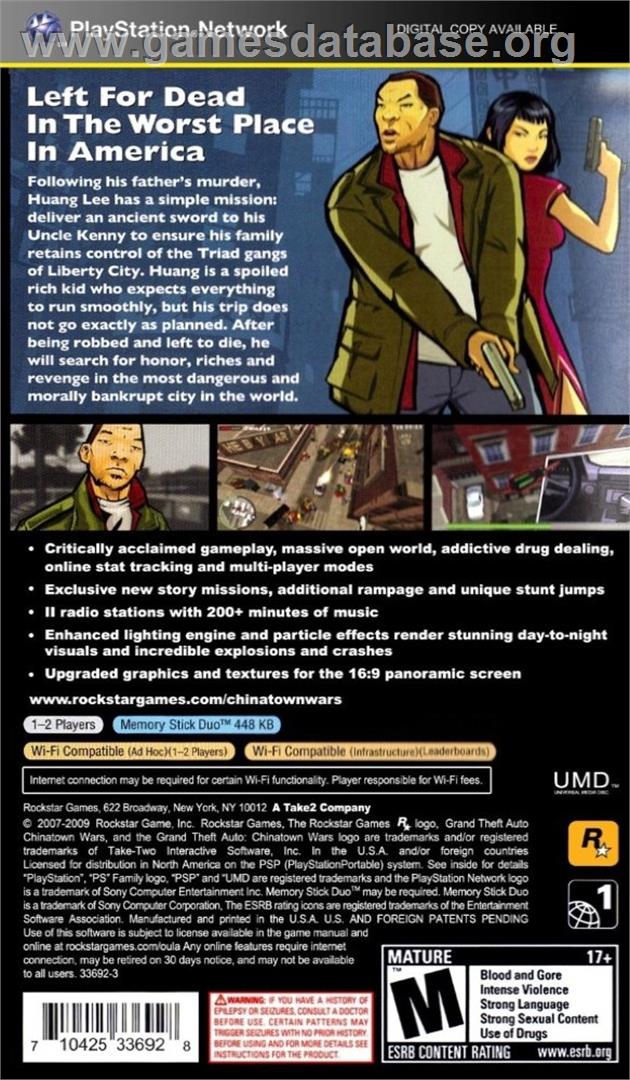 Grand Theft Auto - Chinatown Wars - Sony PSP - Artwork - Box Back