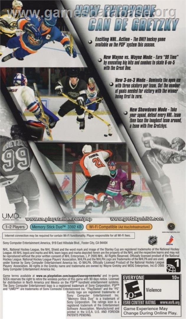 Gretzky Nhl '06 - Sony PSP - Artwork - Box Back