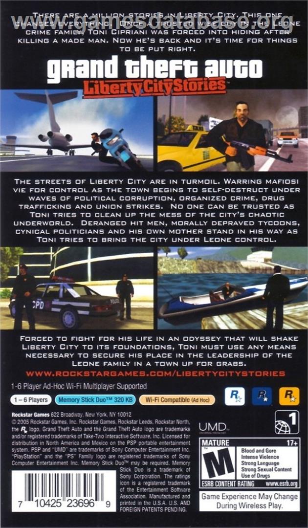 Gta - Liberty City Stories - Sony PSP - Artwork - Box Back