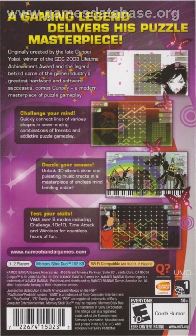 Gunpey - Sony PSP - Artwork - Box Back
