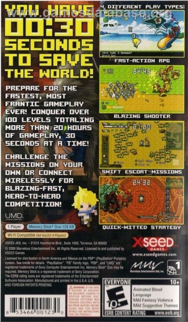 Half-minute Hero - Sony PSP - Artwork - Box Back
