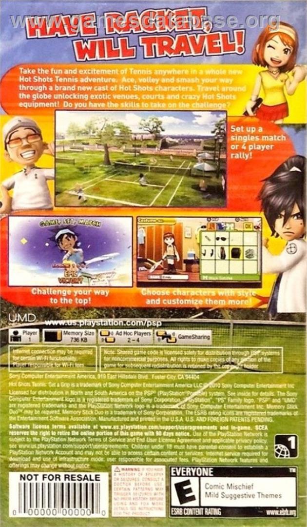 Hot Shots Tennis - Get A Grip - Sony PSP - Artwork - Box Back