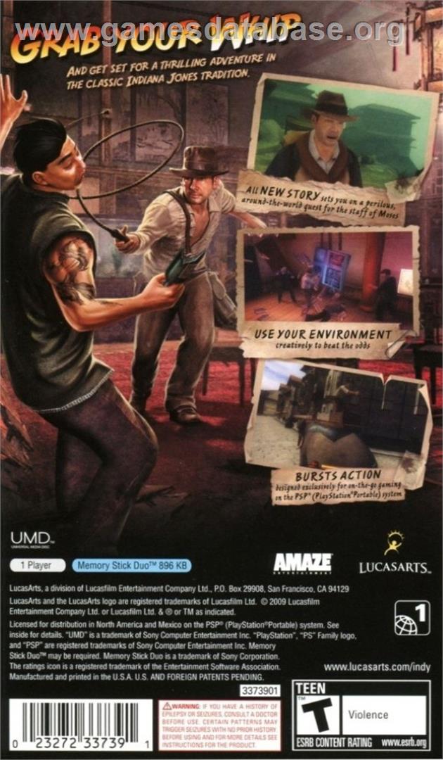 Indiana Jones And The Staff Of Kings - Sony PSP - Artwork - Box Back