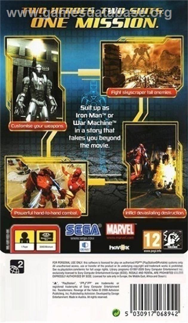 Iron Man 2 - Sony PSP - Artwork - Box Back