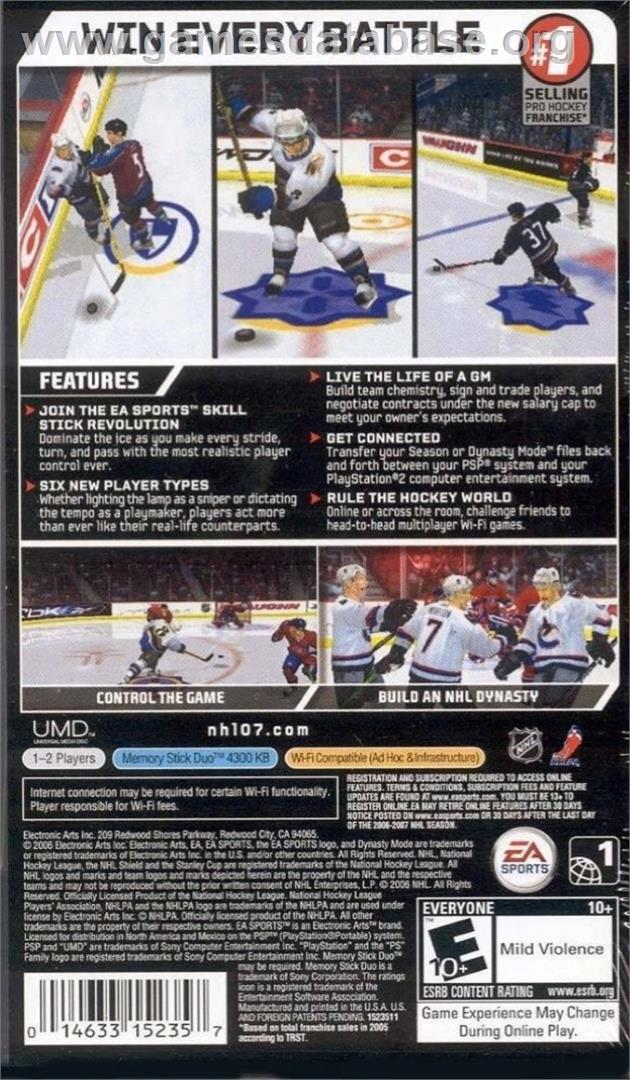 Nhl 07 - Sony PSP - Artwork - Box Back