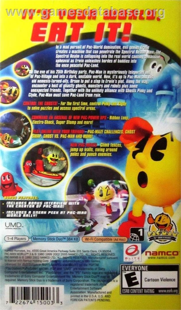 Pac-man World 3 - Sony PSP - Artwork - Box Back