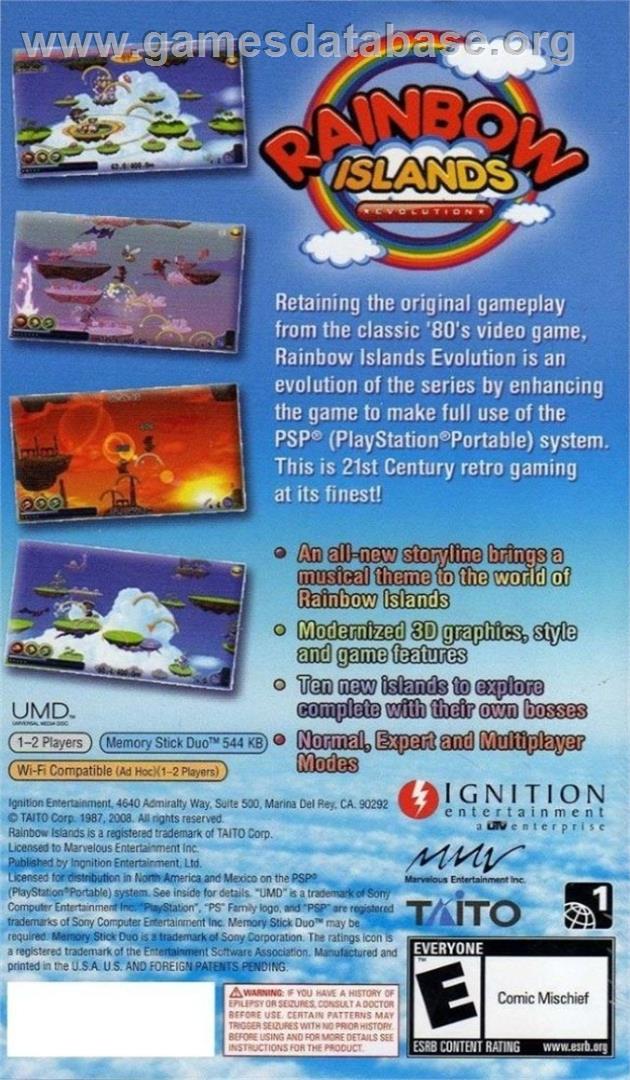 Rainbow Islands Evolution - Sony PSP - Artwork - Box Back