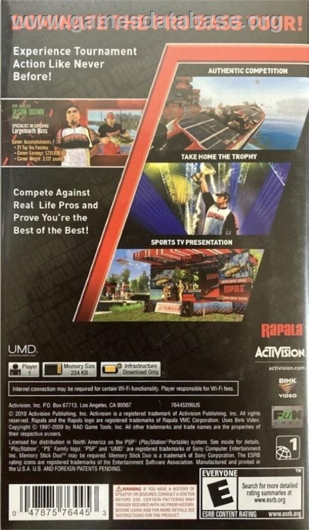 Rapala Pro Bass Fishing - Sony PSP - Artwork - Box Back