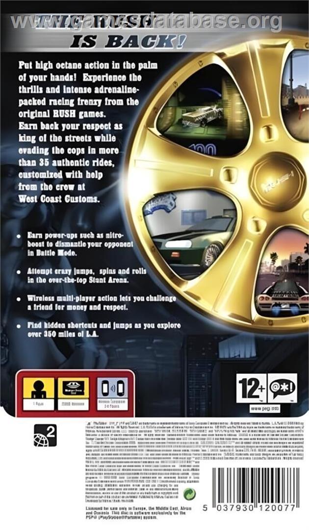 Rush - Sony PSP - Artwork - Box Back