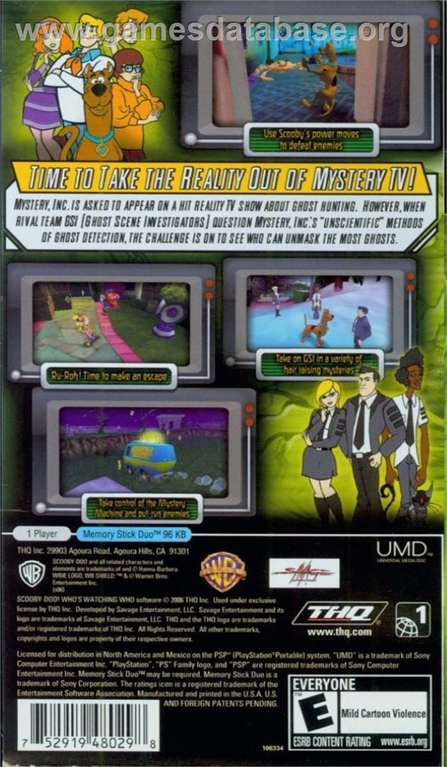 Scooby Doo - Whos Watching Who - Sony PSP - Artwork - Box Back