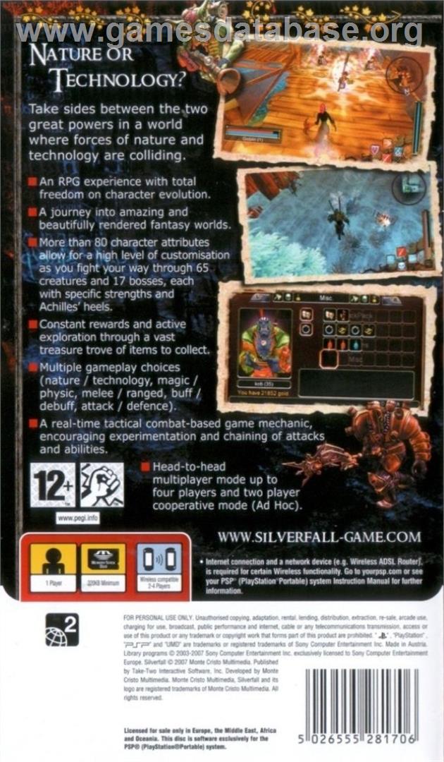 Silverfall - Sony PSP - Artwork - Box Back