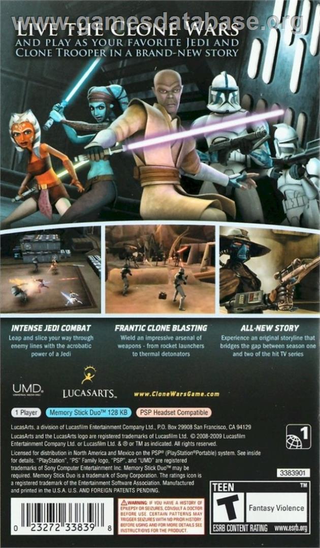Star Wars The Clone Wars - Les Héros De La République - Sony PSP - Artwork - Box Back