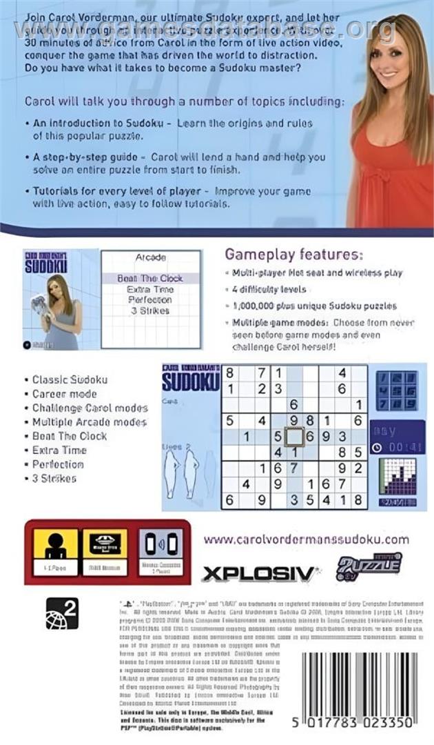 Sudoku Coach - Sony PSP - Artwork - Box Back