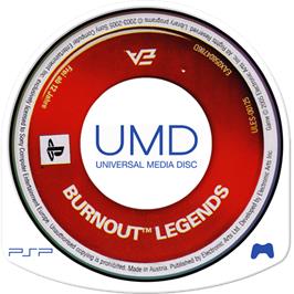 Cartridge artwork for Burnout Legends on the Sony PSP.