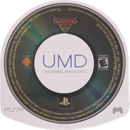 Cartridge artwork for Cars 2 on the Sony PSP.