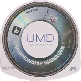 Cartridge artwork for Championship Manager on the Sony PSP.