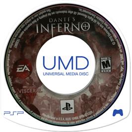 Cartridge artwork for Dante's Inferno on the Sony PSP.