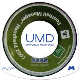 Cartridge artwork for Football Manager Handheld 2007 on the Sony PSP.