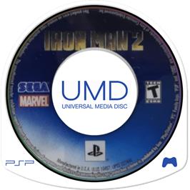 Cartridge artwork for Iron Man 2 on the Sony PSP.