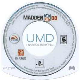 Cartridge artwork for Madden Nfl 08 on the Sony PSP.