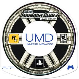 Cartridge artwork for Midnight Club 3 - Dub Edition on the Sony PSP.