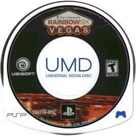 Cartridge artwork for Rainbow Six Vegas on the Sony PSP.