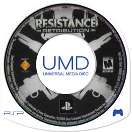 Cartridge artwork for Resistance Retribution on the Sony PSP.