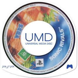 Cartridge artwork for Sonic Rivals on the Sony PSP.