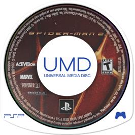 Cartridge artwork for Spider-man 2 on the Sony PSP.