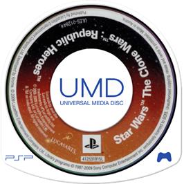 Cartridge artwork for Star Wars The Clone Wars - Les Héros De La République on the Sony PSP.
