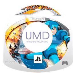Artwork on the Disc for Mega Man Maverick Hunter X on the Sony PSP.